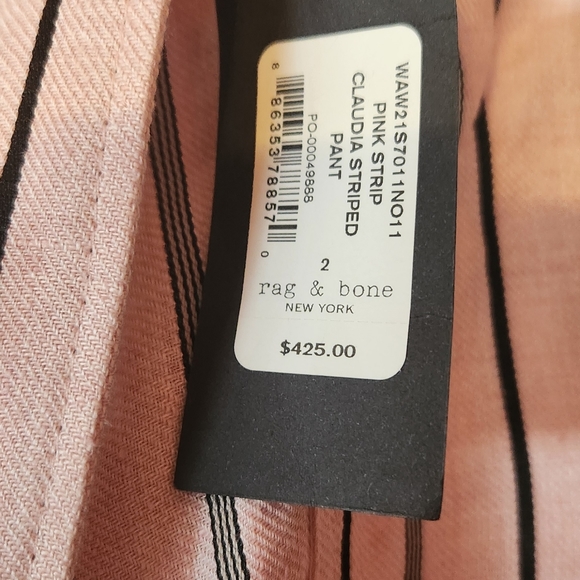 New Authentic Rag & Bone pink claudia striped pants - Picture 2 of 8